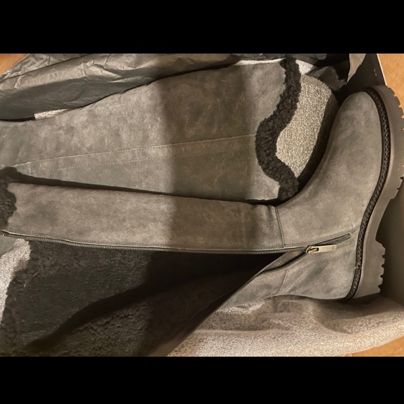 AQUATALIA 6.5 6 SHEARLING FUR LINED Mikenna Grey Suede Knee High Boots - Picture 6 of 7